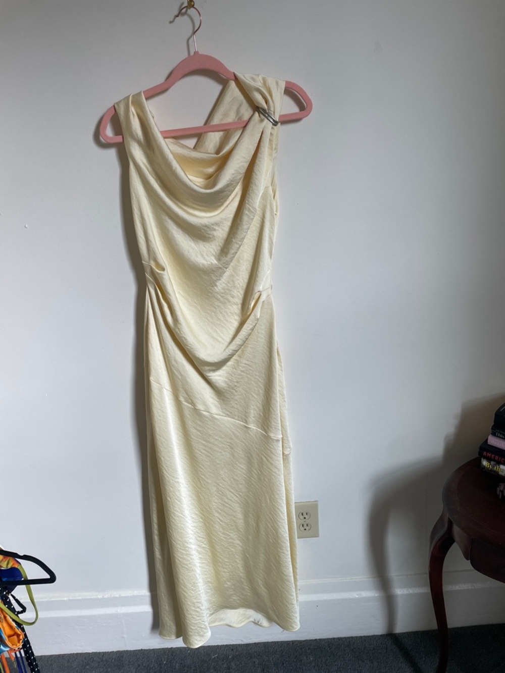 Draped soft yellow Slip Dress